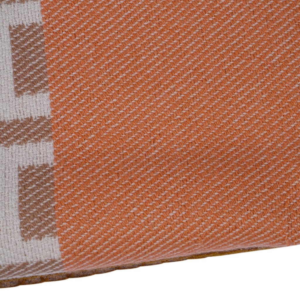 Hermes Avalon Terre D'H Blanket Corail Hand Woven Cashmere New wBox 5