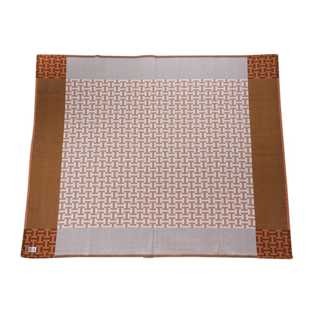 Hermes Avalon Terre D'H Blanket Corail Hand Woven Cashmere New wBox 1