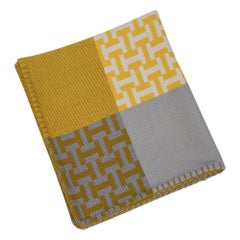 Hermes Avalon Manta de cachemira tejida a mano Terre D'H Lima / Gris