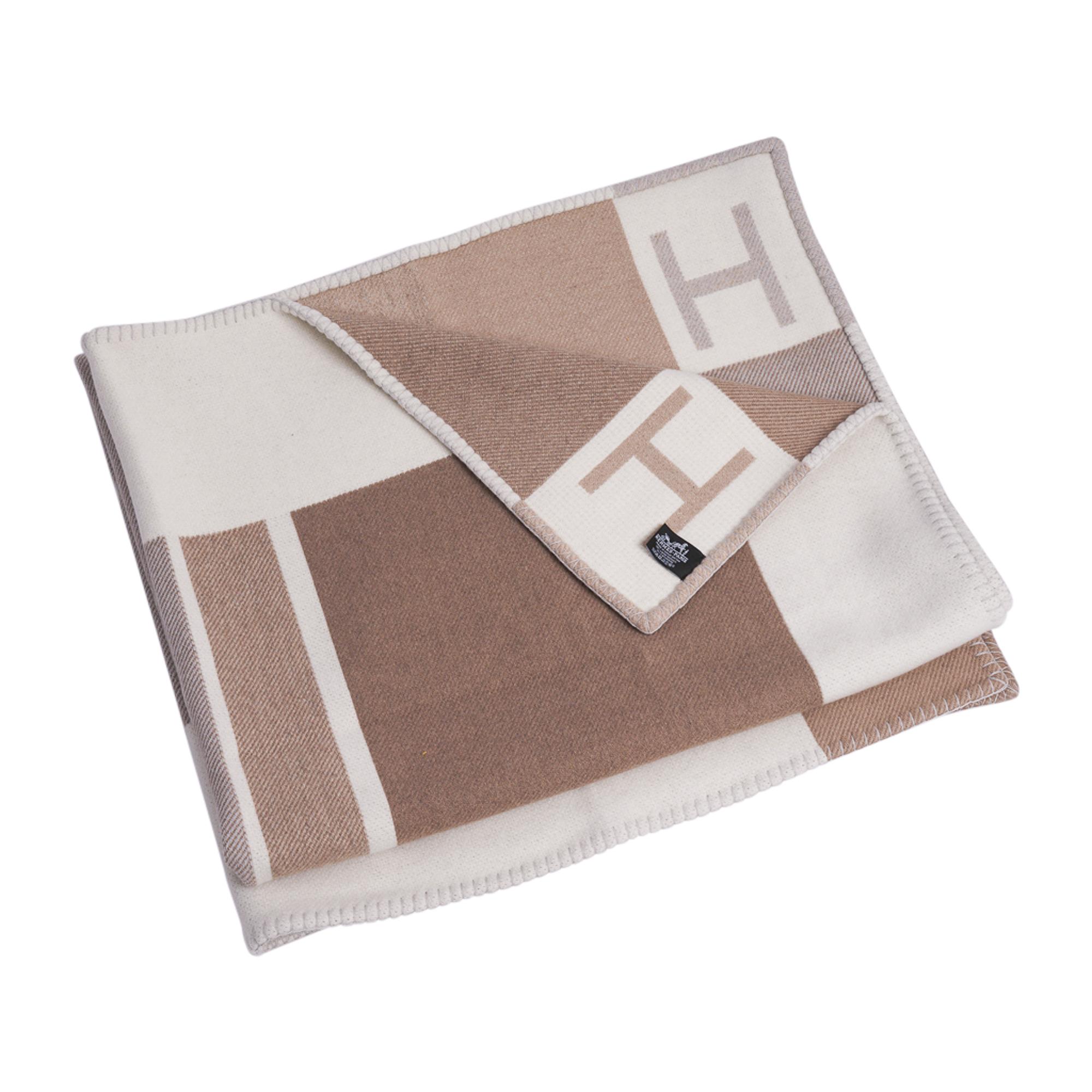 Hermes Avalon Vibration Throw Blanket Ecru Naturel Wool / Cashmere New 1