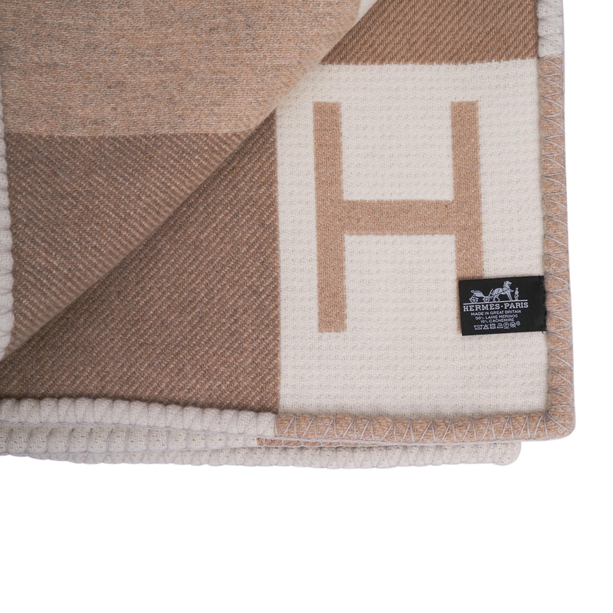 Hermes Avalon Vibration Throw Blanket Ecru Naturel Wool / Cashmere New 1