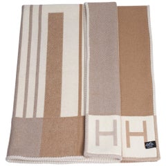 Hermes Avalon Vibration Throw Blanket Ecru Naturel Wool / Cashmere New