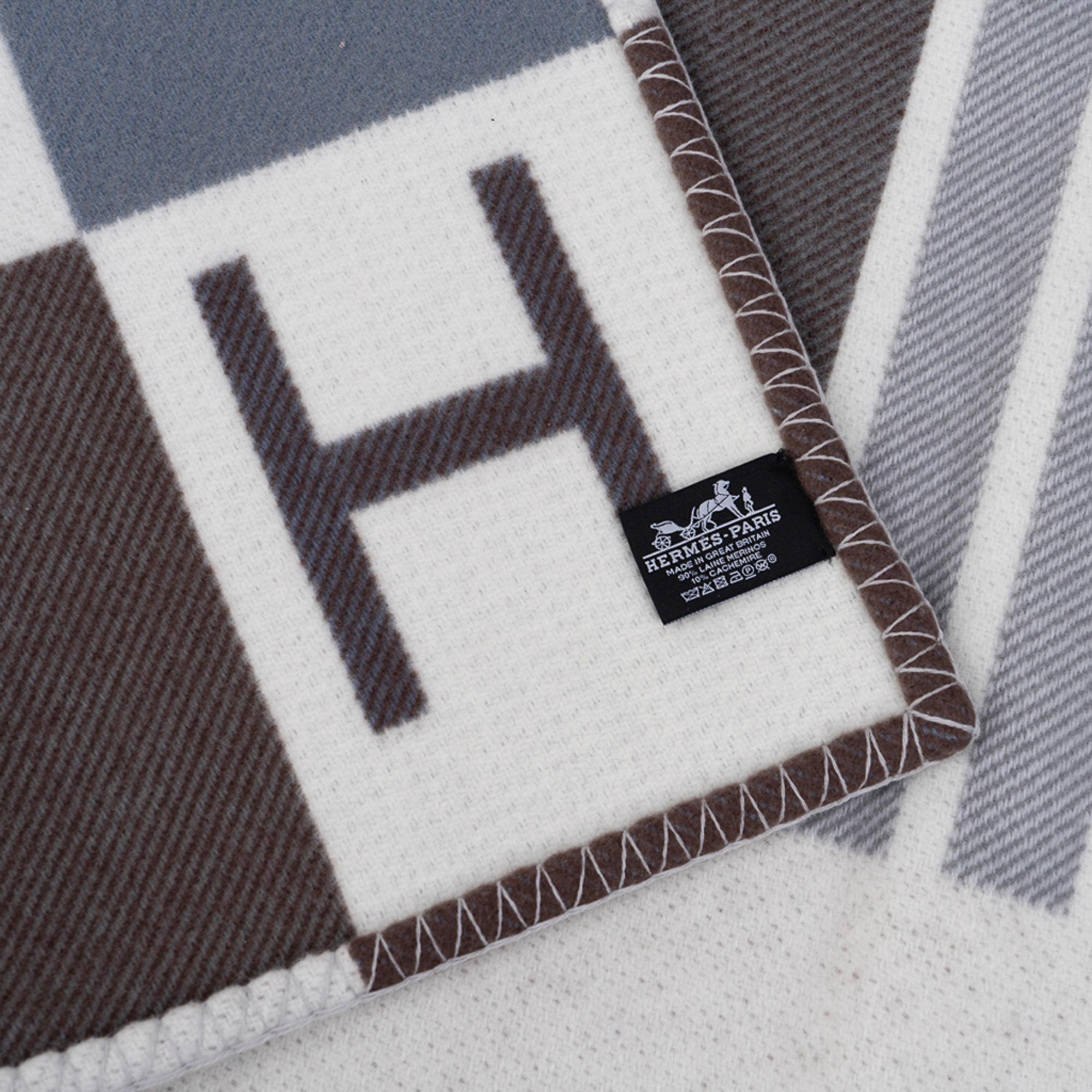 Hermes Avalon Vibration Throw Blanket Gris / Ecru Wool / Cashmere New 4