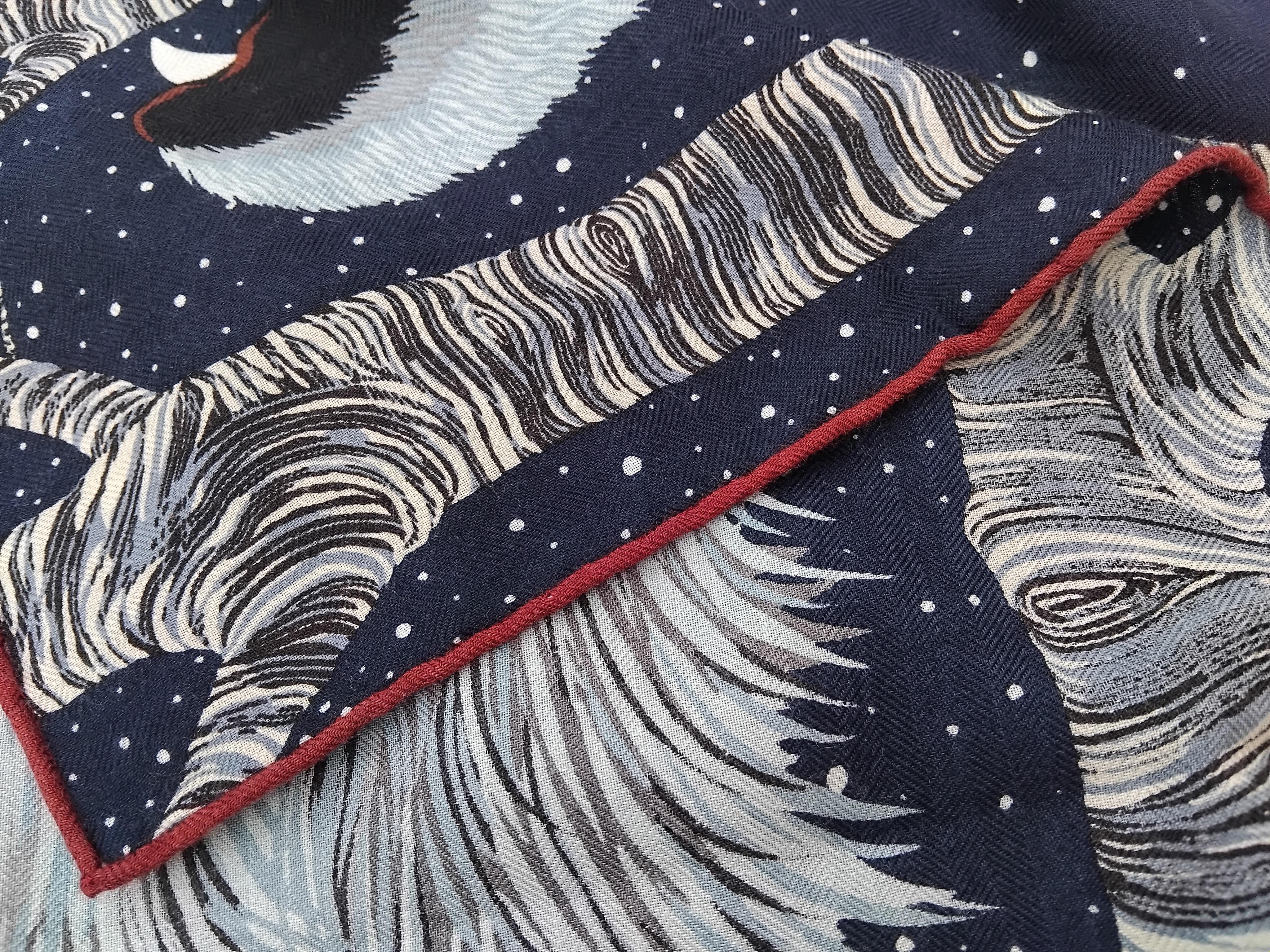 Hermès AWOOOOO Wolf Cashmere Silk Scarf Shawl Shirley Special Edition For Sale 7