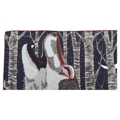 Hermès AWOOOOO Wolf Cashmere Silk Scarf Shawl Shirley Special Edition