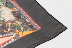 Hermès "Axis Mundi" Black Chiffon Scarf