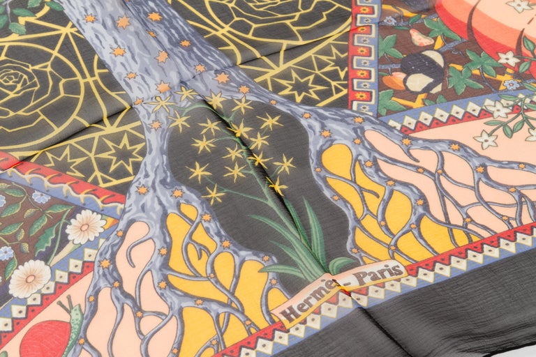 Hermès "Axis Mundi" Black Chiffon Scarf at 1stDibs black chiffon scarves