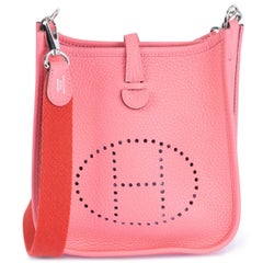 Used HERMES Azalee pink Clemence leather & Pivoine EVELYNE 16 TPM Crossbody Bag