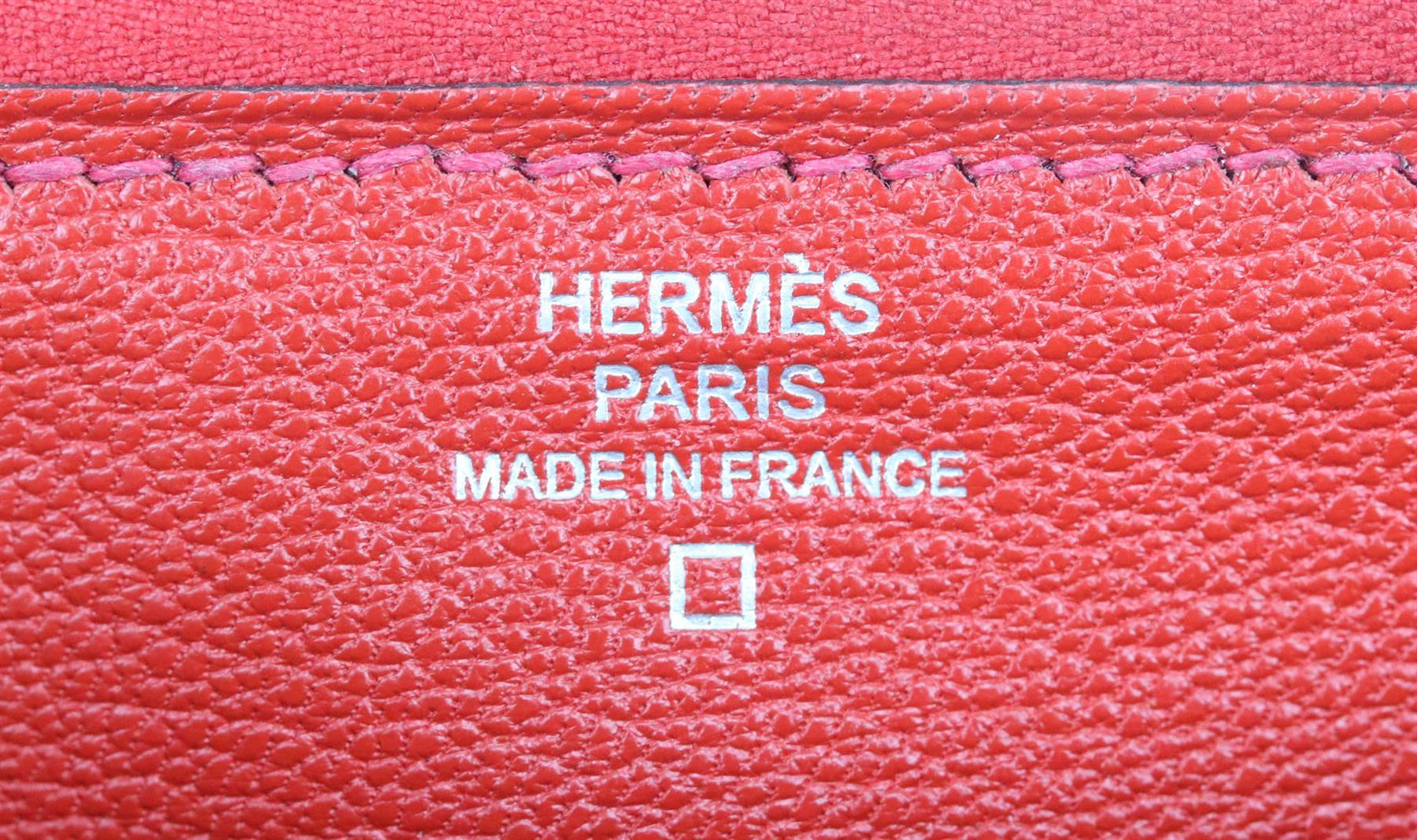 Red Hermès azap Alligator Mississippiensis And Leather Long Wallet 
