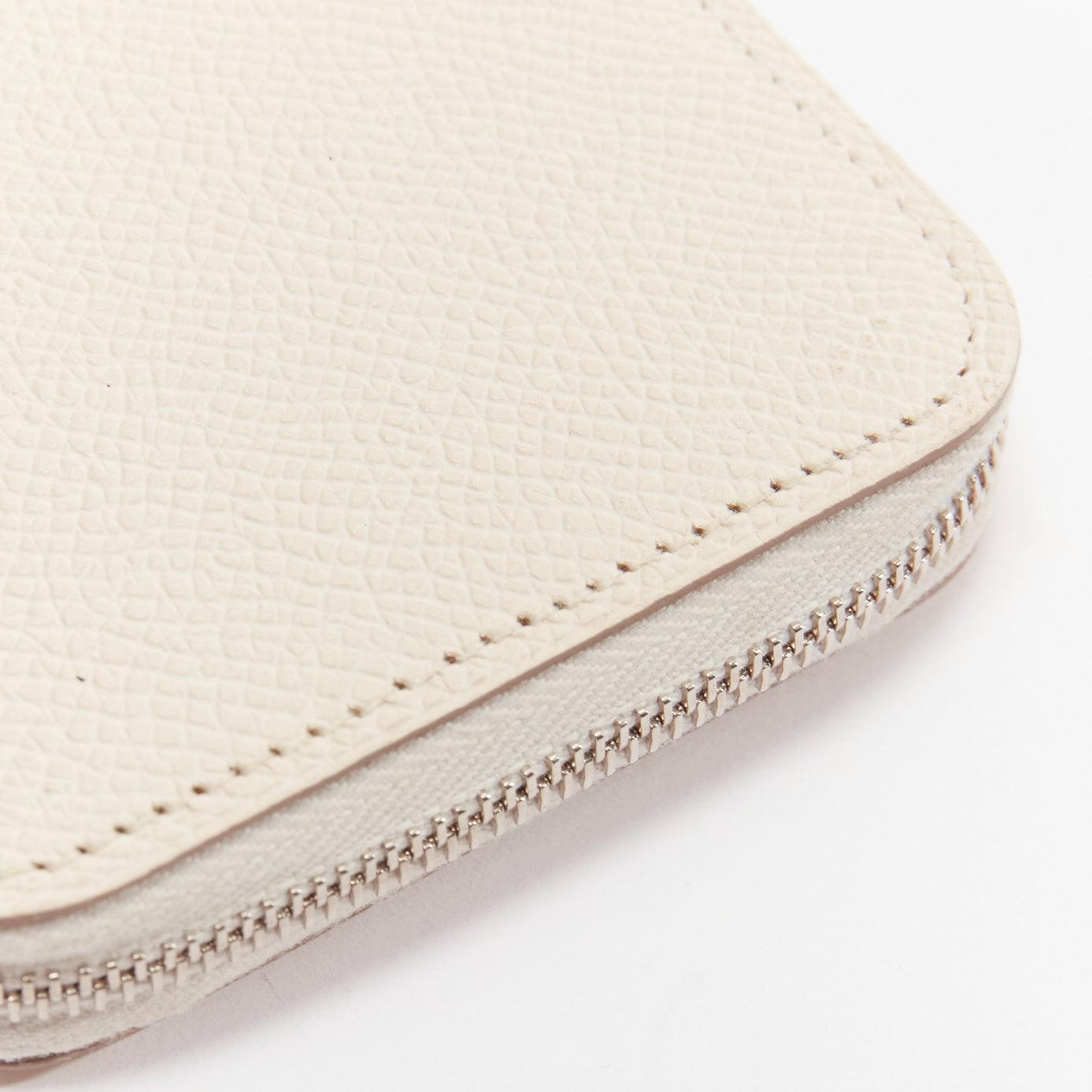 Women's HERMES Azap Compact white leather pink printed silk zip around coins holder
