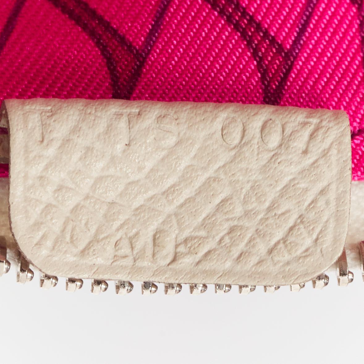 HERMES Azap Compact white leather pink printed silk zip around coins holder 2