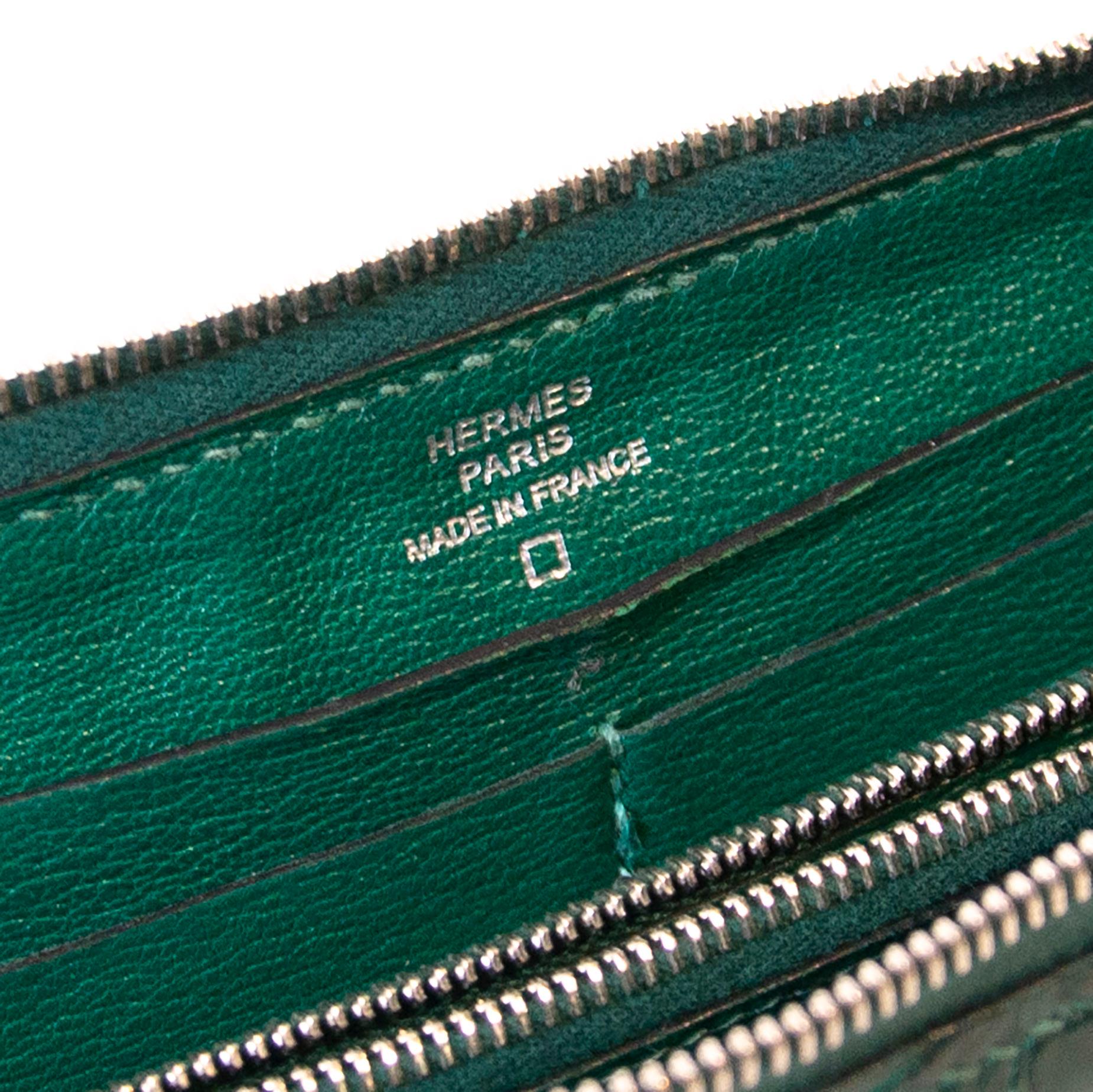 green leather wallets