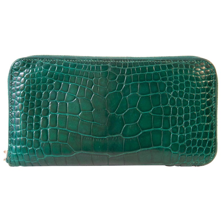 Hermès Azap Crocodile Green Leather Wallet at 1stDibs | hermes azap ...