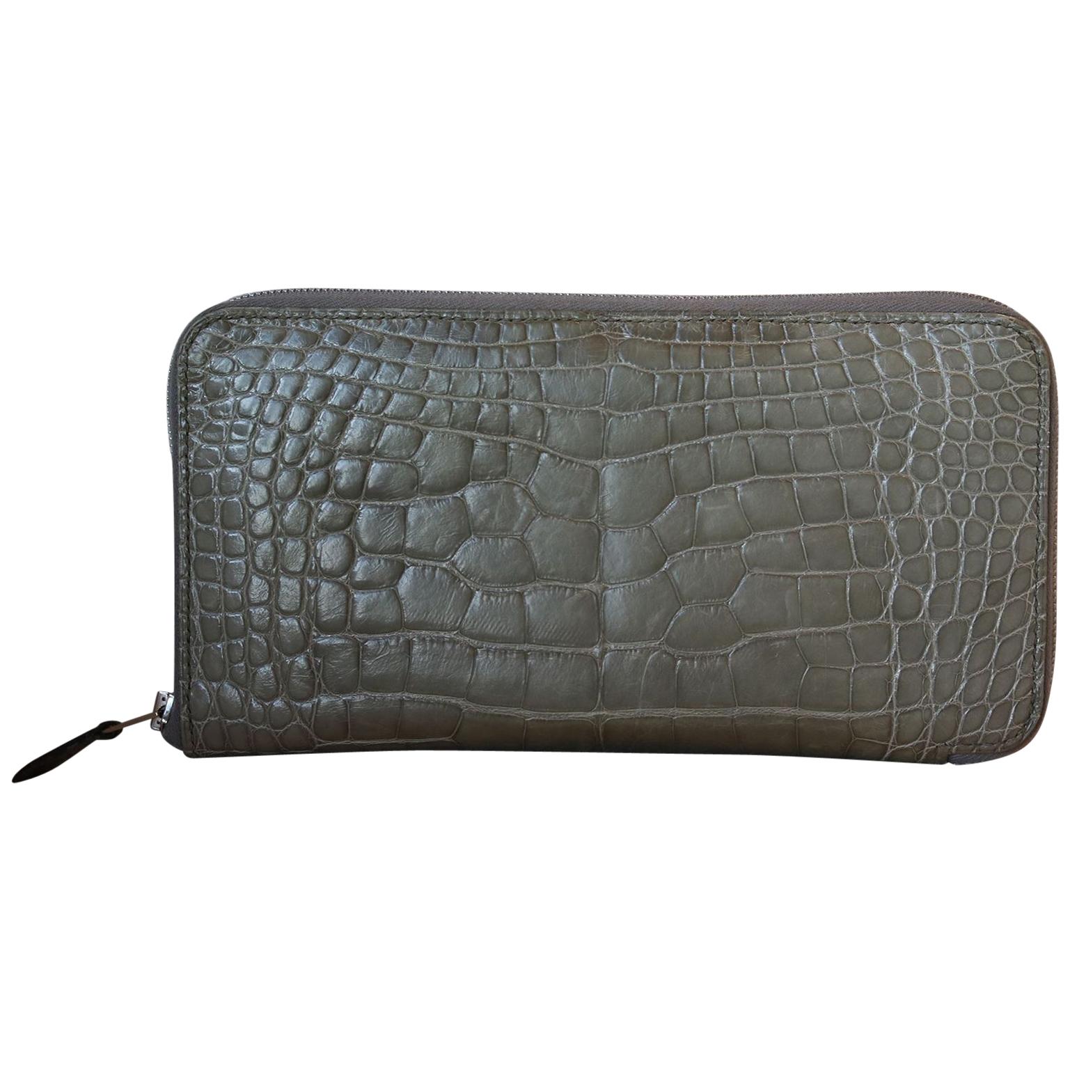 Hermès Azap Crocodile Leather Long Wallet 
