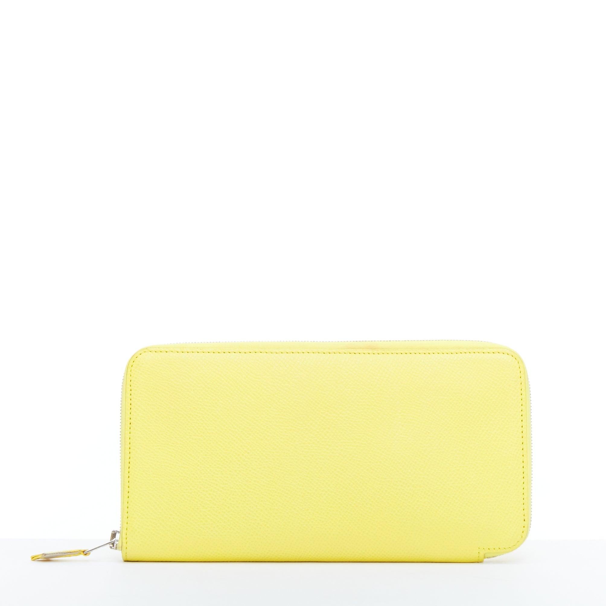HERMES Azap Jaune Citron giallo epsom pelle classique portafoglio lungo In condizioni buone in vendita a Hong Kong, NT