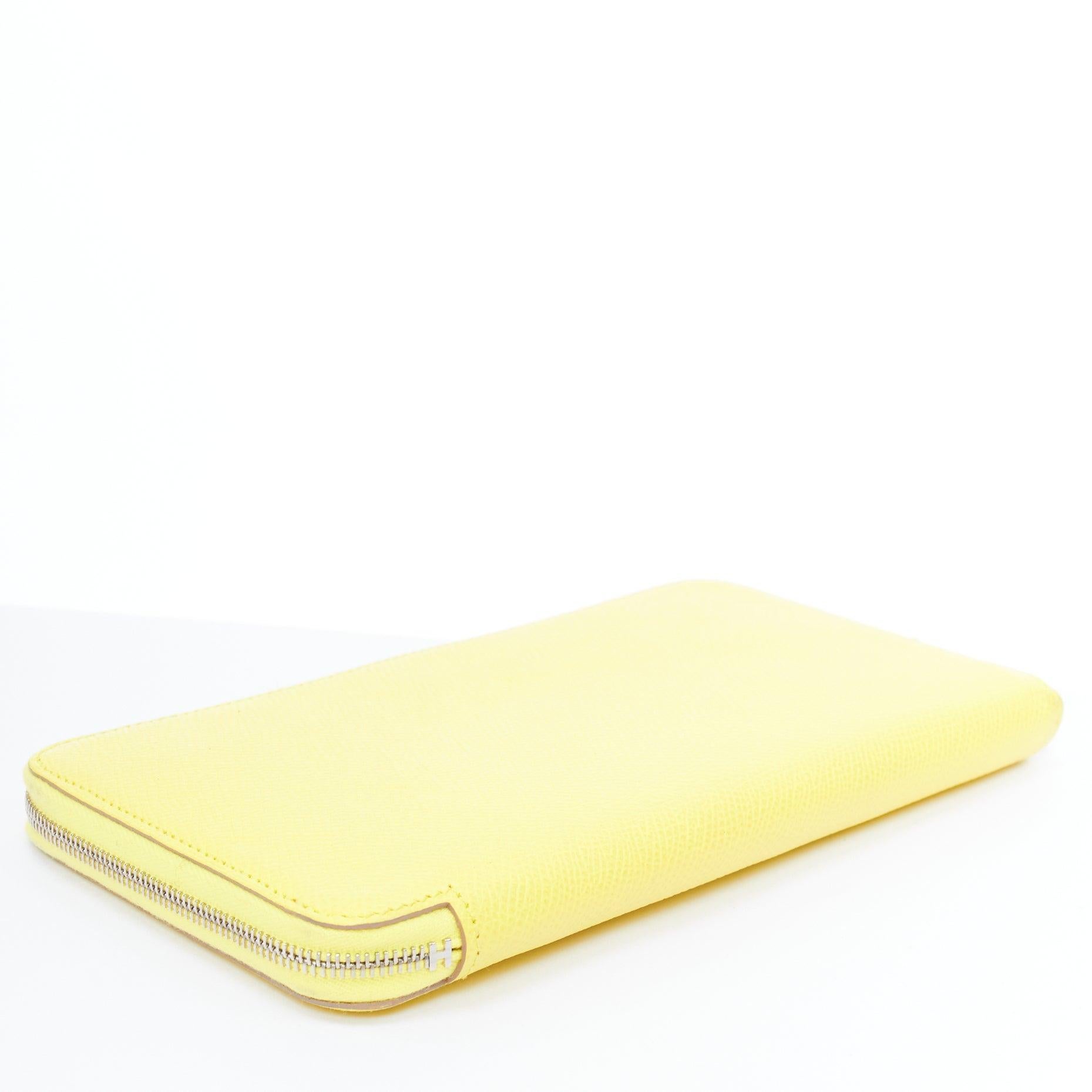 Donna HERMES Azap Jaune Citron giallo epsom pelle classique portafoglio lungo in vendita
