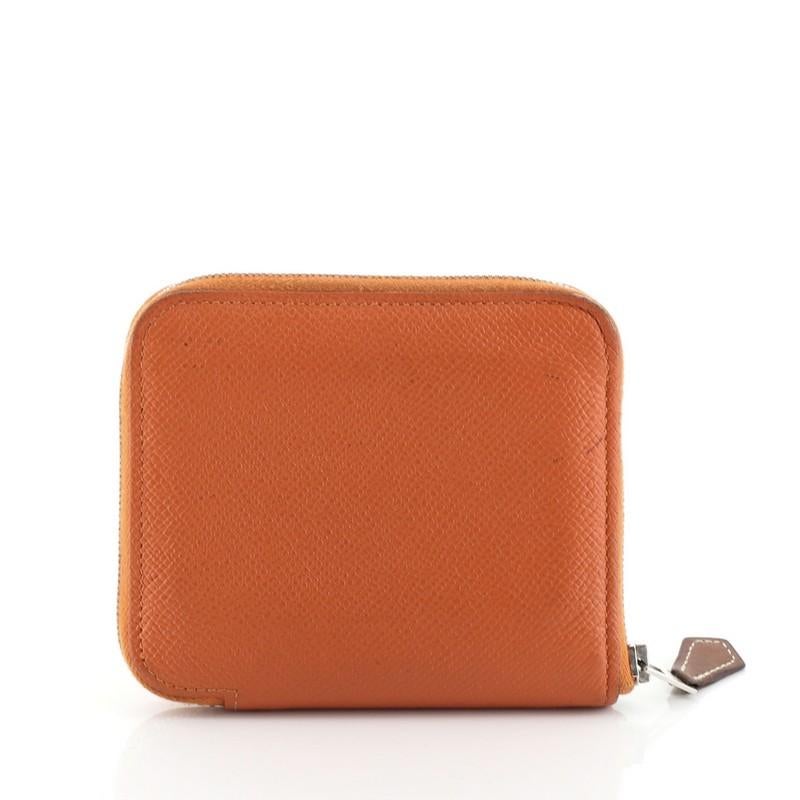 Orange Hermes Azap Zip Around Wallet Silk'in Epsom Compact