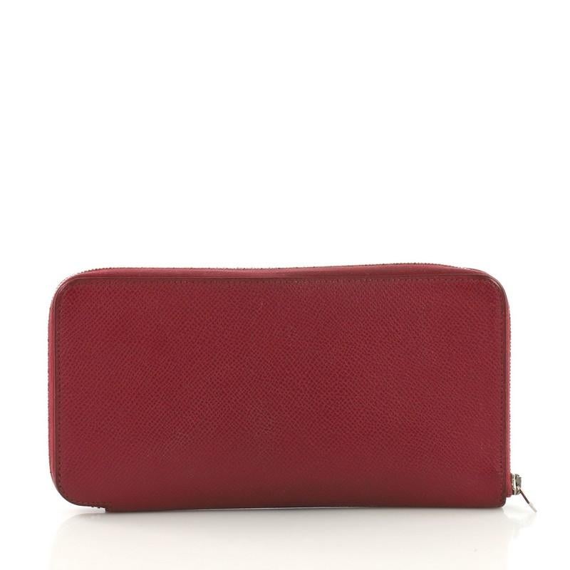 Brown Hermes Azap Zip Around Wallet Silk'in Epsom Long