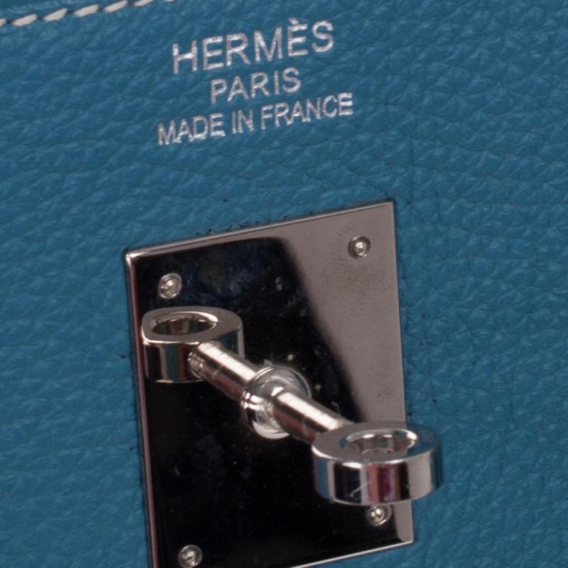 Hermes Azur Blue Buffalo Calfskin Leather Birkin 40CM 3