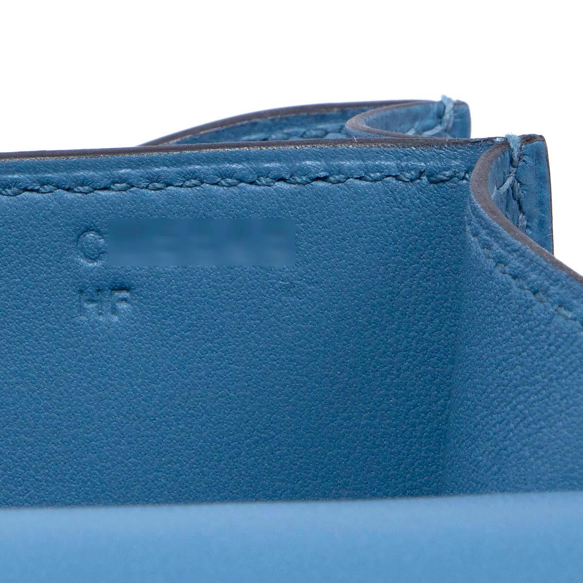 Women's HERMES Azur blue Epsom leather CONSTANCE 18 MINI Bag w Palladium For Sale