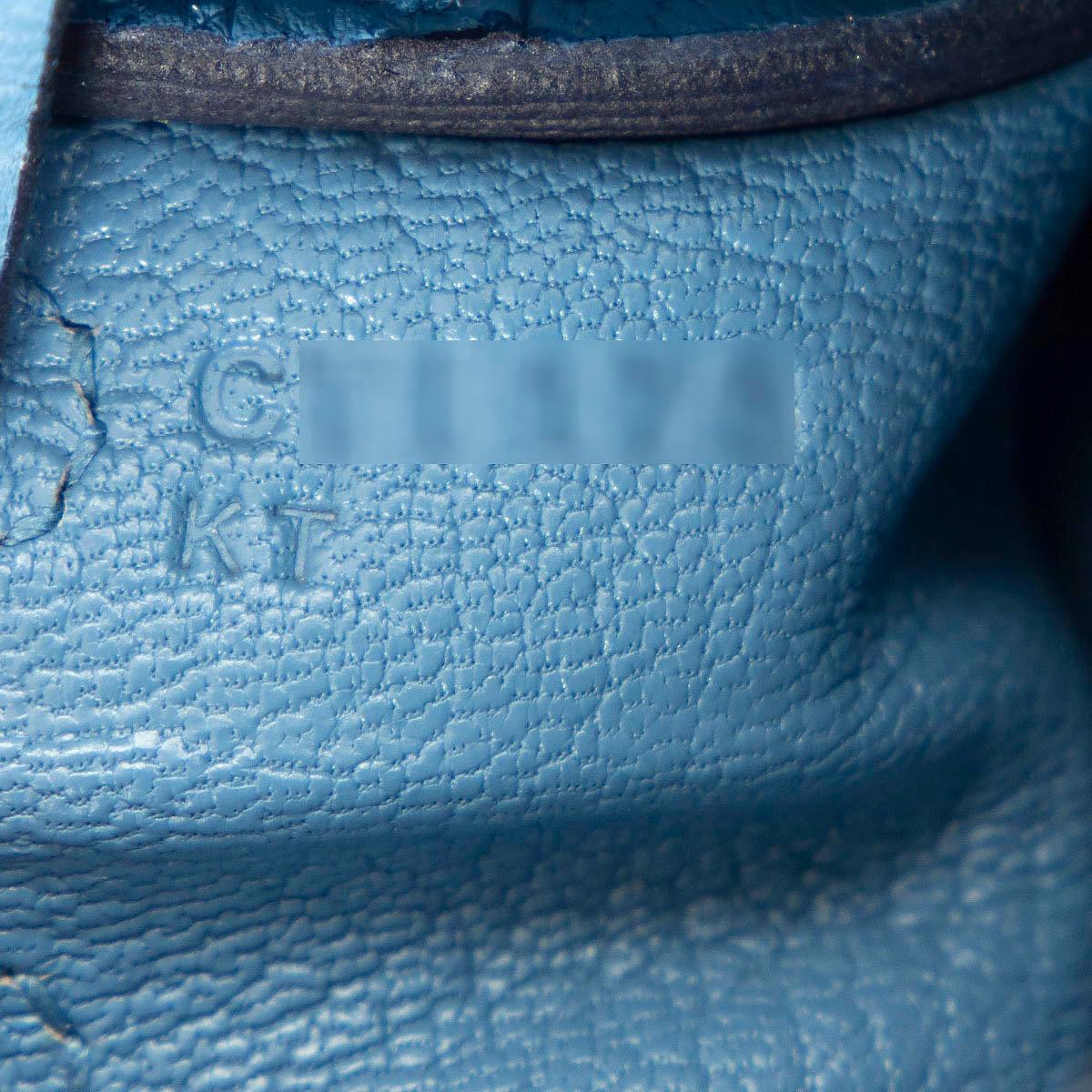 HERMES Azur blue Togo leather KELLY 25 RETOURNE Bag w Gold For Sale 3
