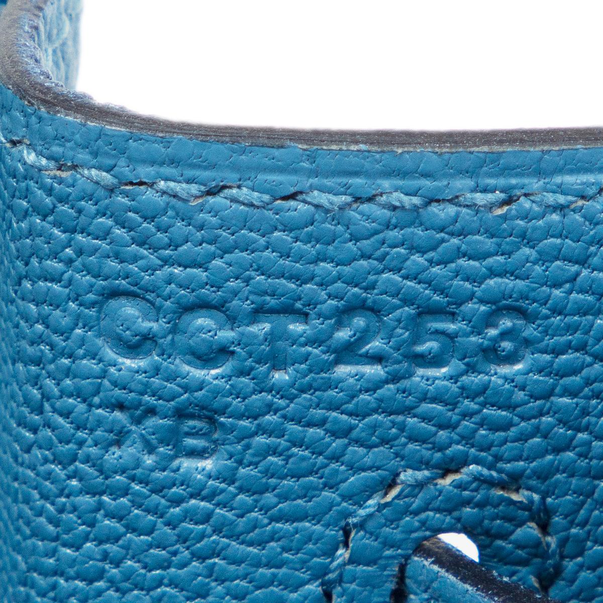 HERMES Azur blue Togo leather KELLY 32 RETOURNE Bag Palladium 5