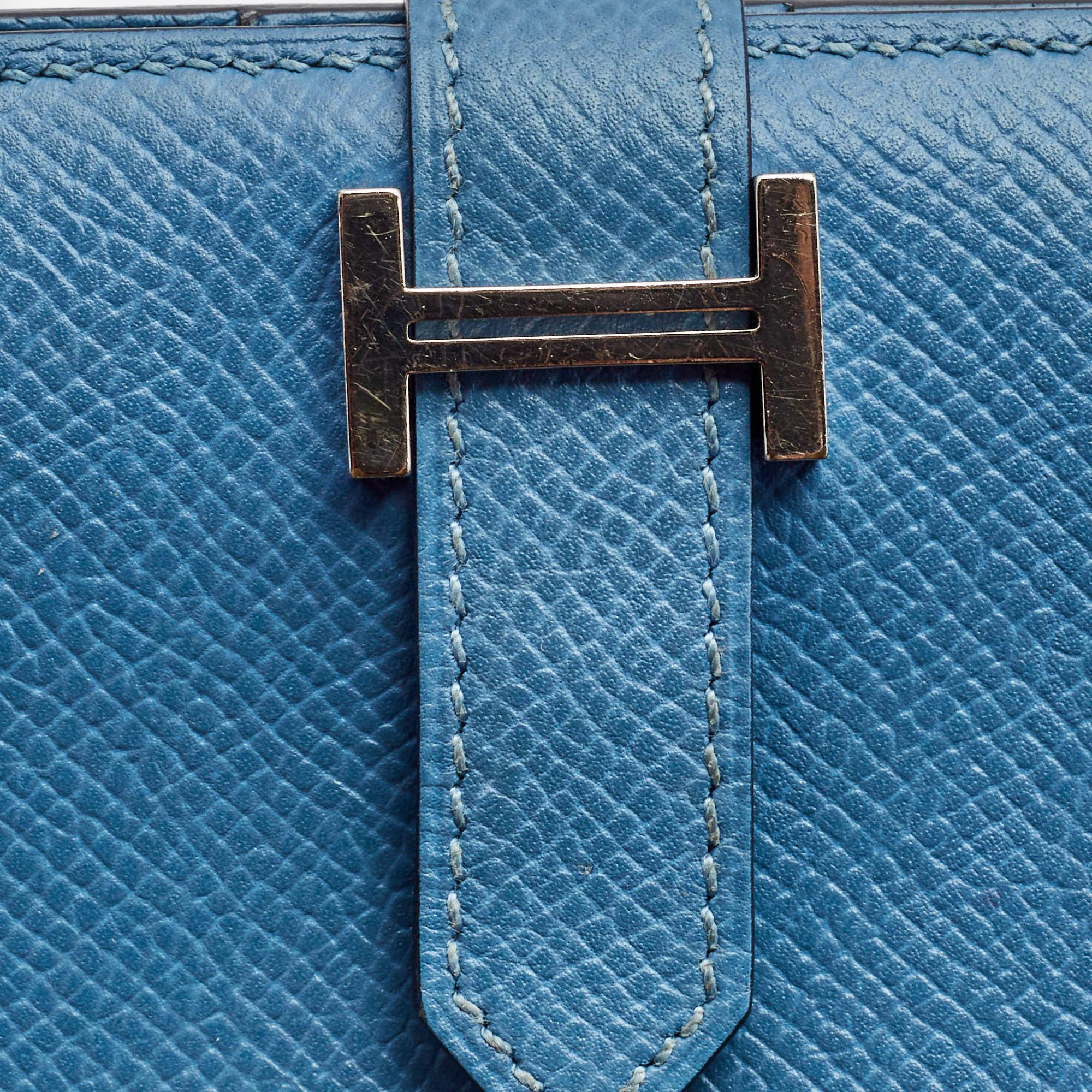 Hermes Azur Epsom Leather Bearn Compact Wallet 5
