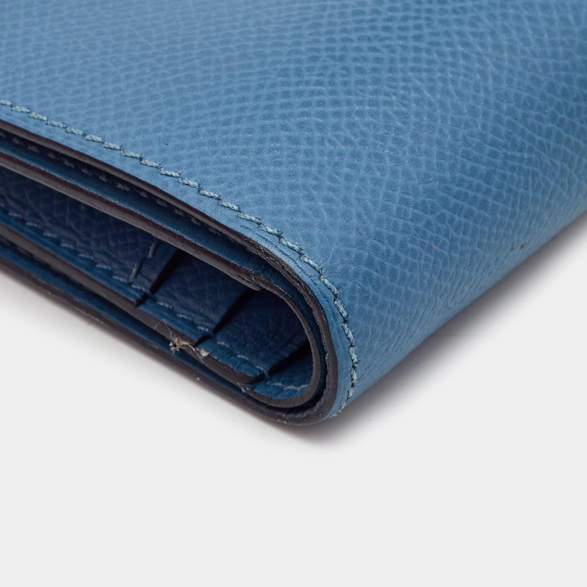 Hermes Azur Epsom Leather Bearn Compact Wallet 1