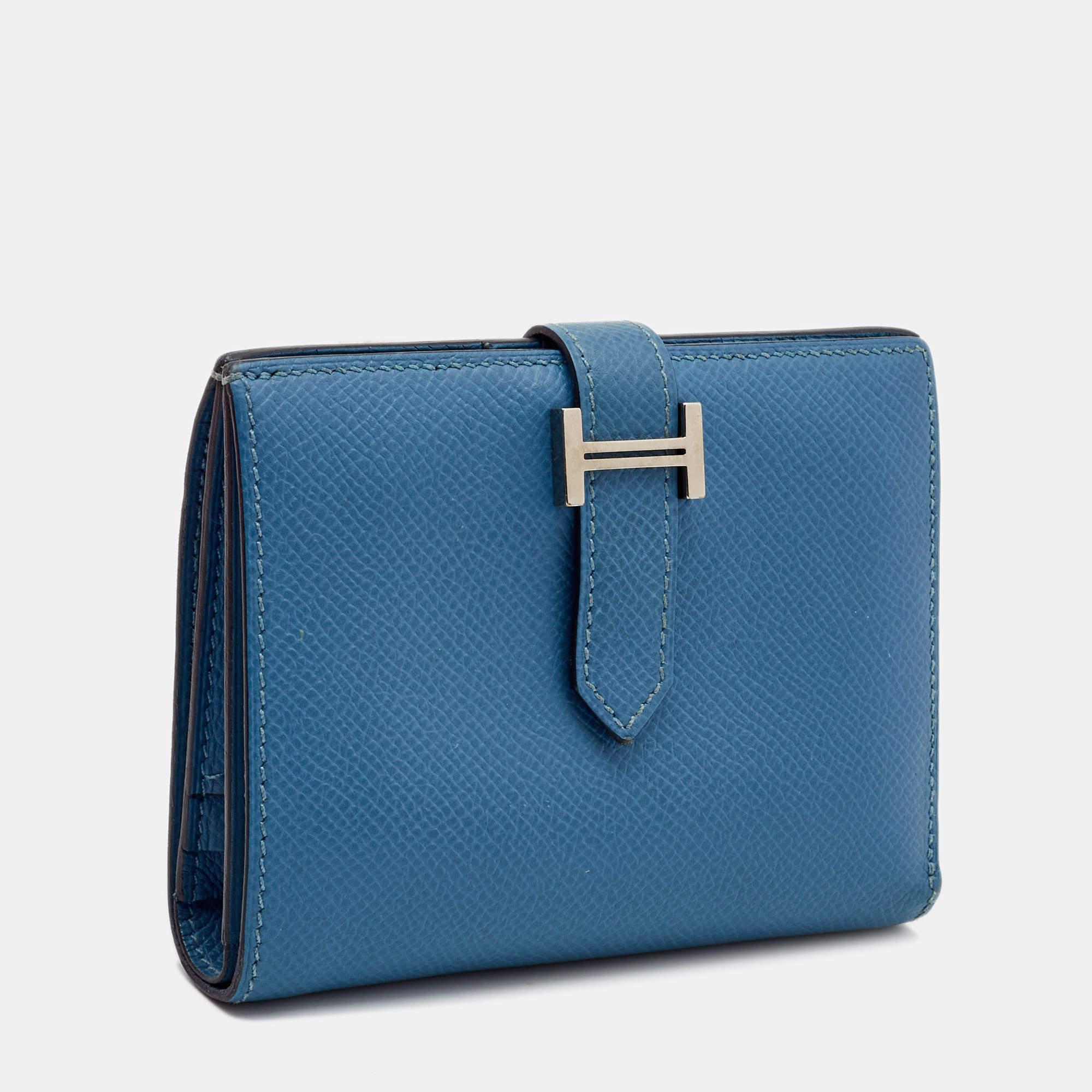 Hermes Azur Epsom Leather Bearn Compact Wallet 2
