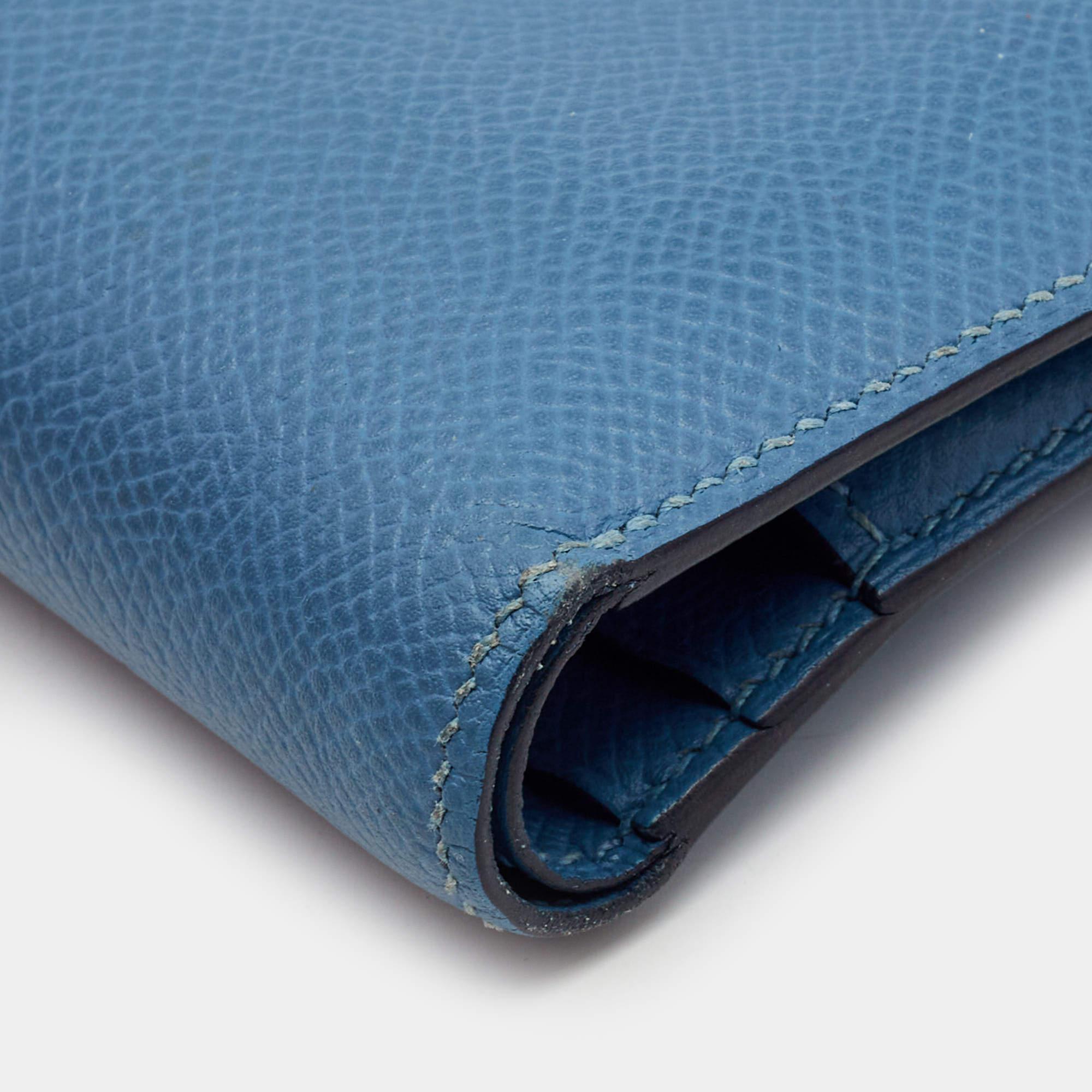 Hermes Azur Epsom Leather Bearn Compact Wallet 3