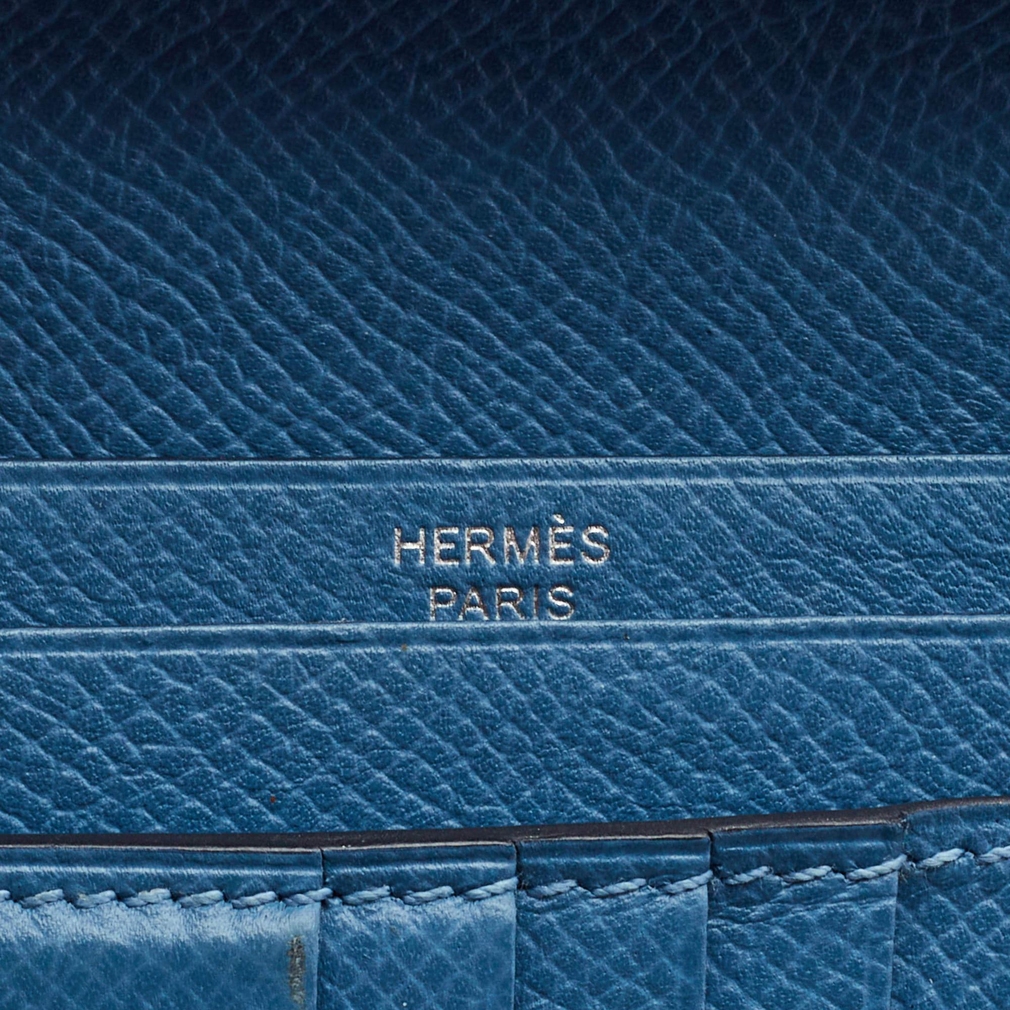 Hermes Azur Epsom Leather Bearn Compact Wallet 4