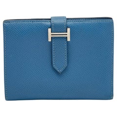 Azur Epsom kompaktes Portemonnaie aus Leder von Hermès