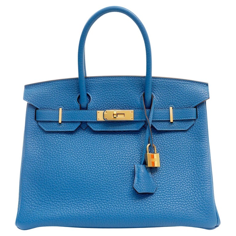 Hermes Birkin 35cm Blue Electric Togo Gold Hardware Bag RARE at 1stDibs
