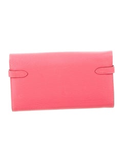 Hermes Baby Pink Leather Gold Envelope Evening Clutch Wallet
