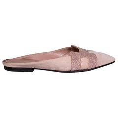 Hermès Baby Pink Suede Roxane Mules Size IT 35
