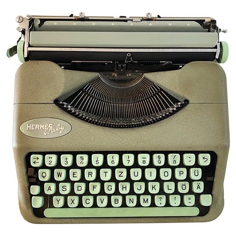 Hermes "Baby Rocket" 1960s Typewriter with Original Case, Swiss Made For Sale