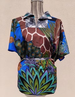 Hermès Backless Tunic Blouse Top The Three Graces Alice Shirley Giraffes Silk
