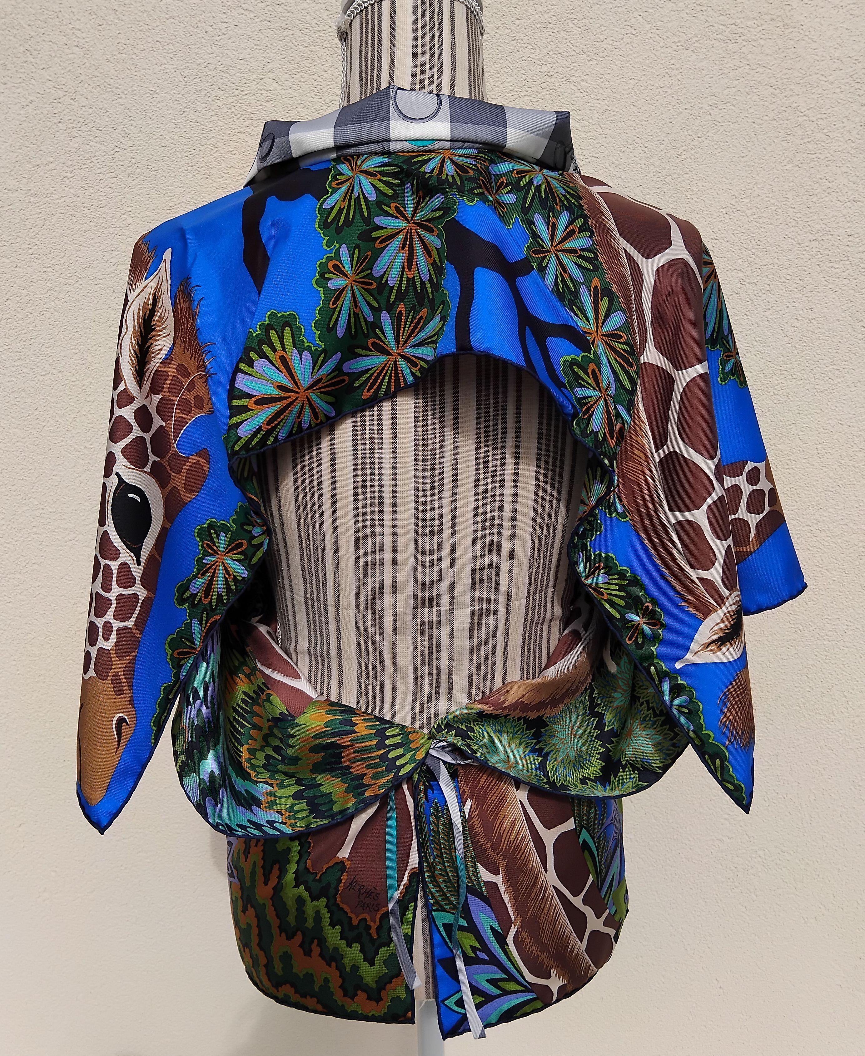 Blusa túnica sin espalda Hermès Las Tres Gracias Alice Shirley Jirafas Seda en venta 2