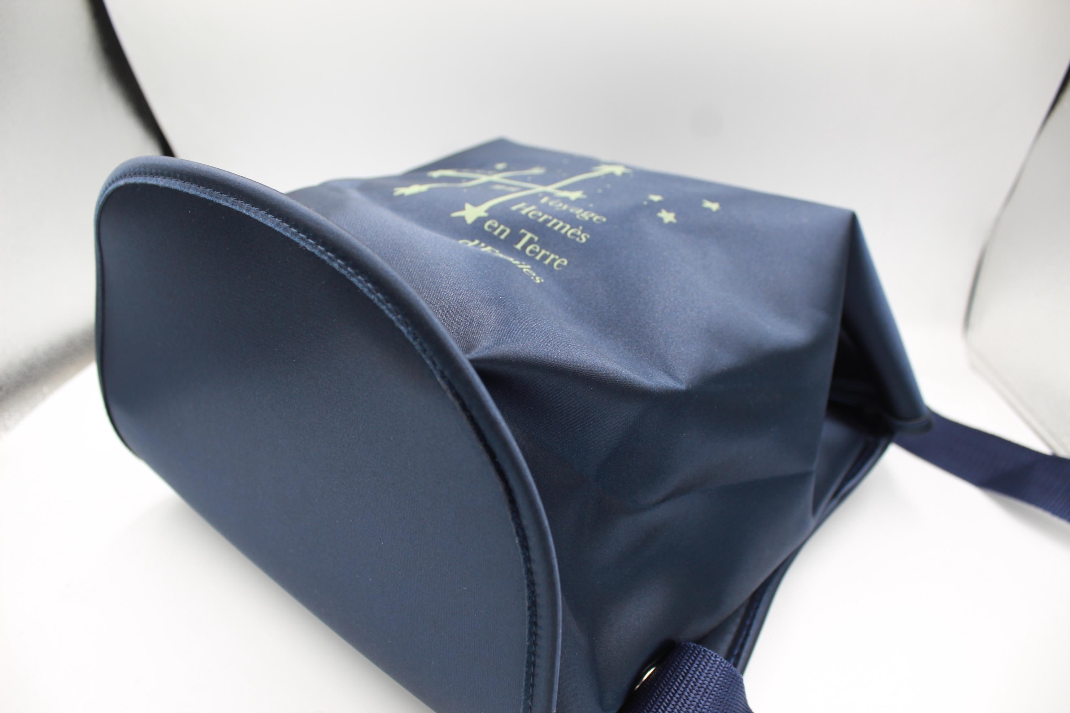 Blue Hermès backpack in dark blue nylon. For Sale