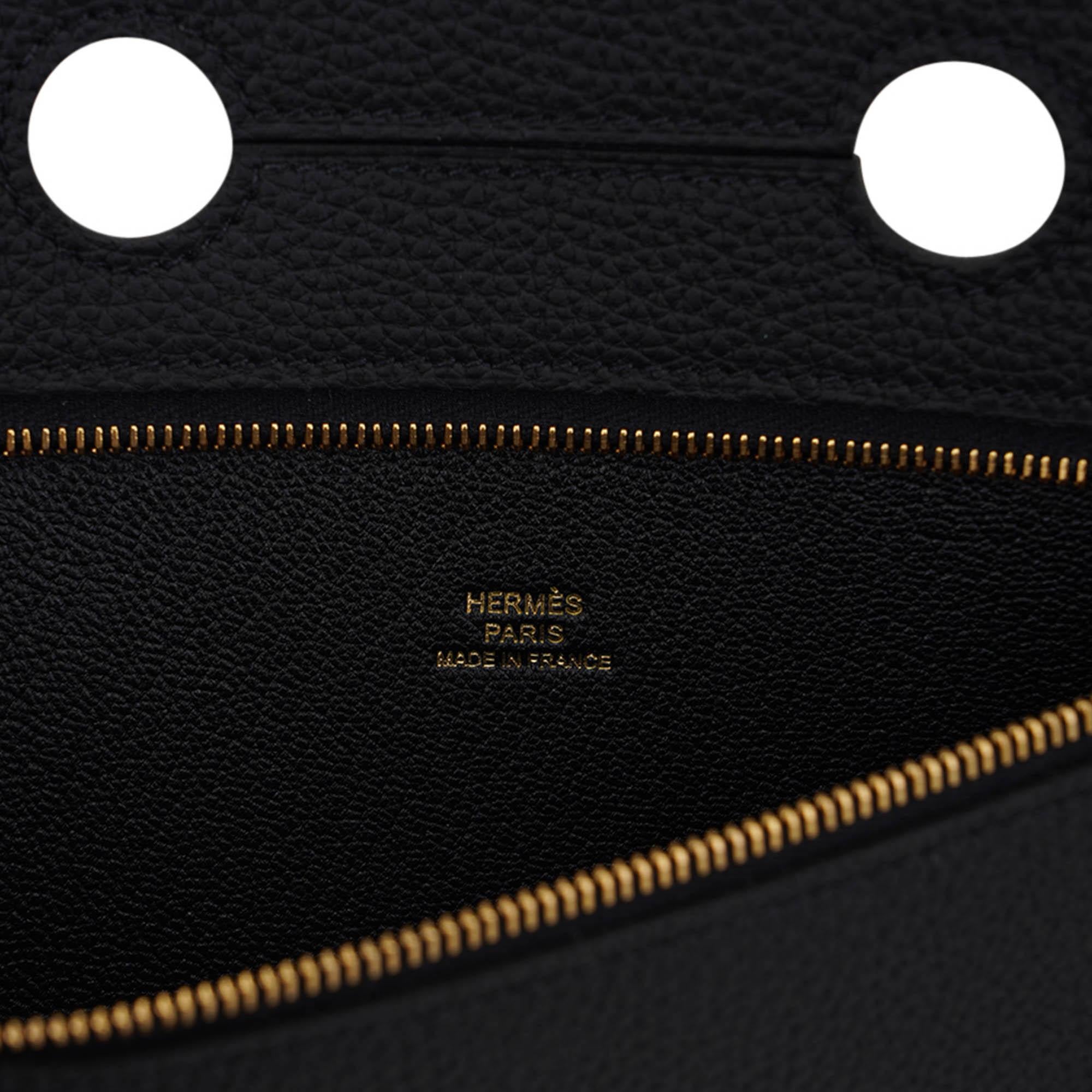 Hermes Backpocket Pouch 25 Detachable Black Gold Hardware Togo Leather For Sale 2
