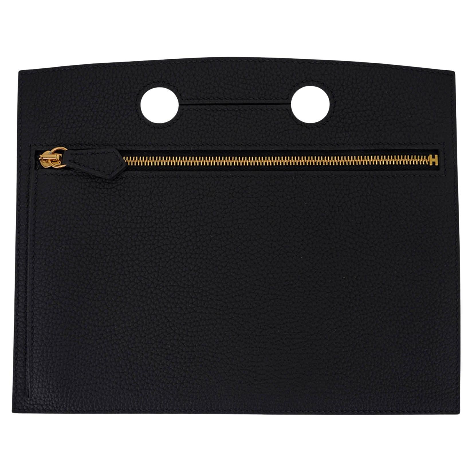 Hermes Backpocket Pouch 25 Detachable Black Gold Hardware Togo Leather For Sale