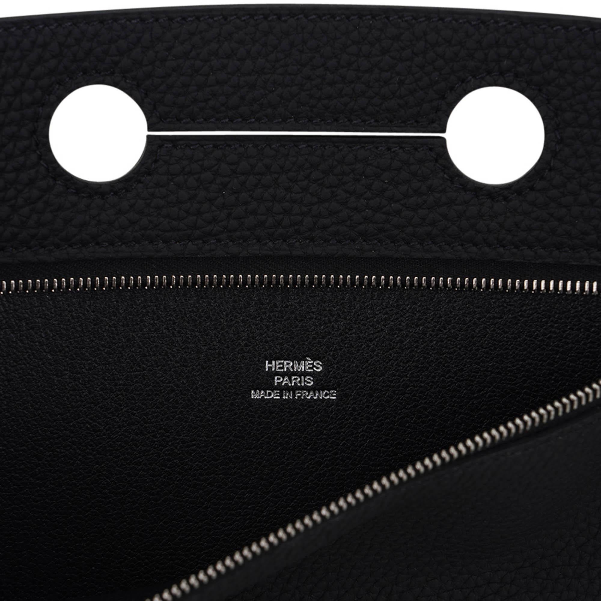Hermes Backpocket Pouch 25 Detachable Black Togo Palladium Hardware For Sale 2
