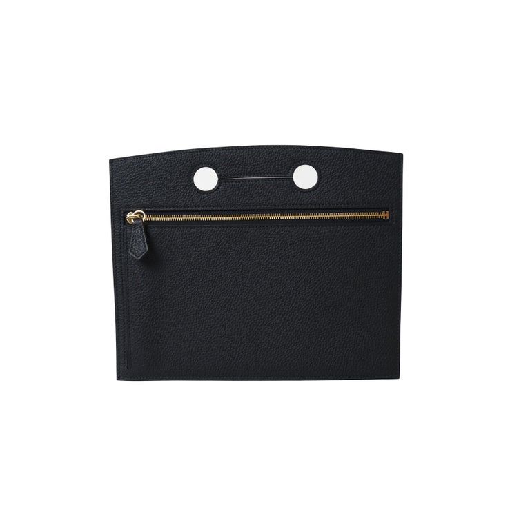 Hermes Backpocket Pouch 25 Gold Noir For Sale at 1stDibs