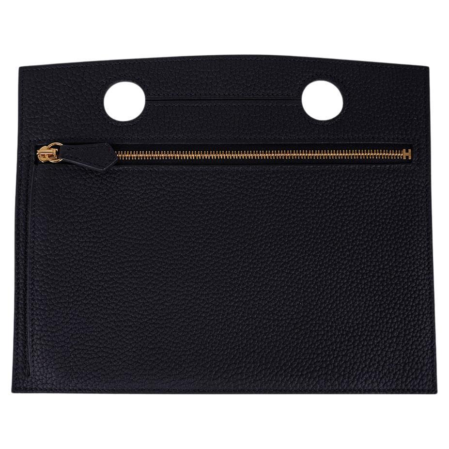 Hermes Backpocket Pouch 30 Detachable Black Togo Gold Hardware  For Sale