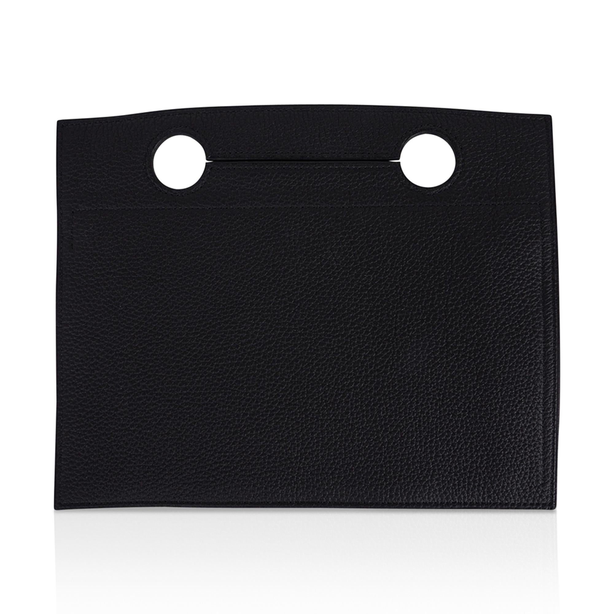 Women's Hermes Backpocket Pouch 30 Detachable Black Togo Palladium Hardware New For Sale