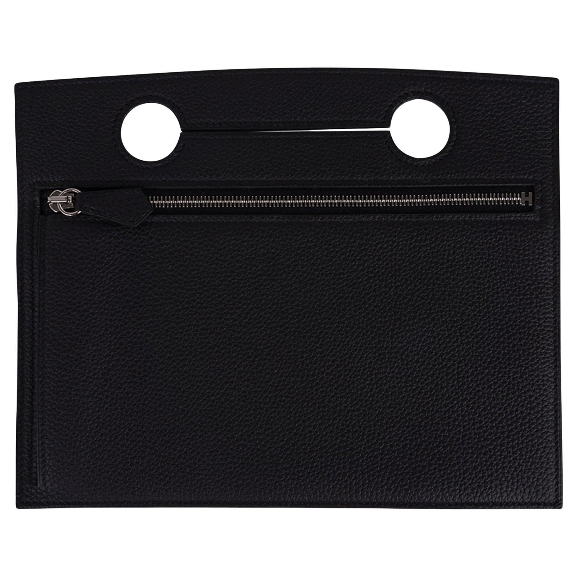 Hermes Backpocket Pouch 30 Detachable Black Togo Palladium Hardware New For Sale