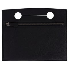 Used Hermes Backpocket Pouch 30 Detachable Black Togo Palladium Hardware New