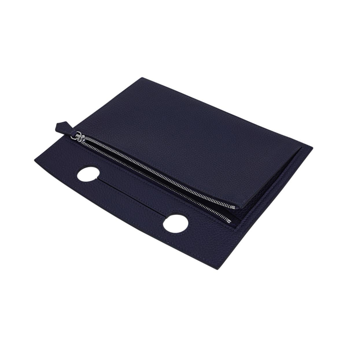 Hermes Backpocket Pouch 30 Detachable Blue Nuit Togo Palladium Hardware 1