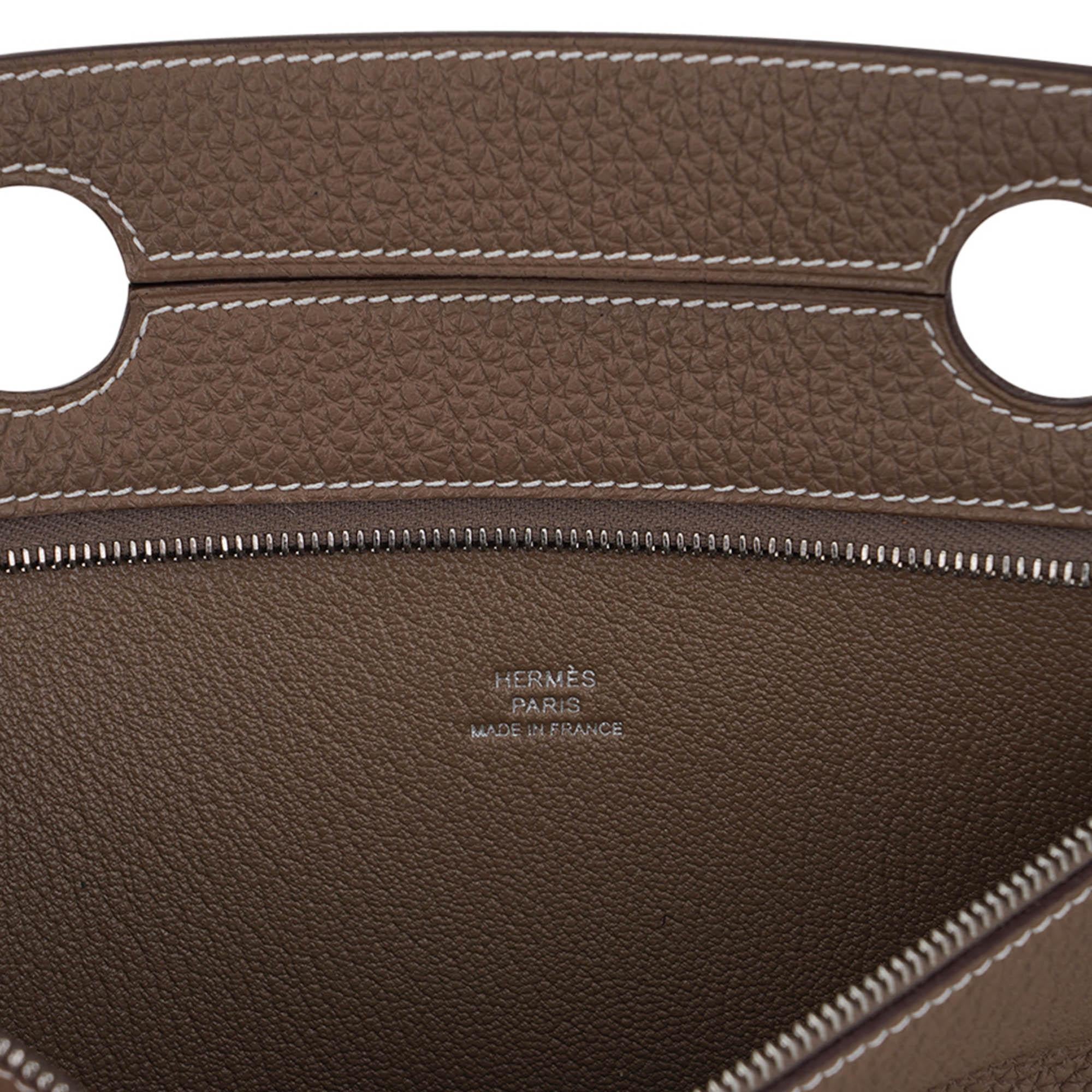 Hermes Backpocket Pouch 30 Detachable Etoupe Palladium Hardware Togo Leather For Sale 1
