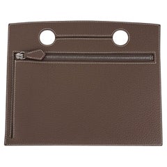 Hermes Backpocket Pouch 30 Detachable Etoupe Palladium Hardware Togo Leather